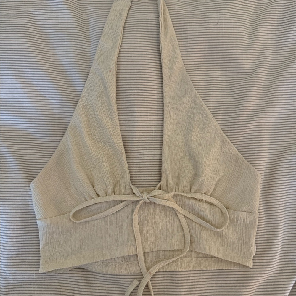 URBAN OUTFITTERS Beige Halter Crop Top